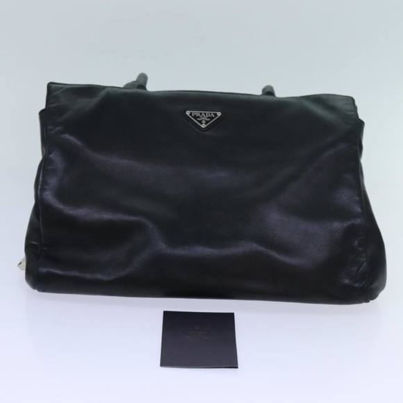 PRADA Tote Bag Leather Black Auth bs13666 - Picture 12 of 16